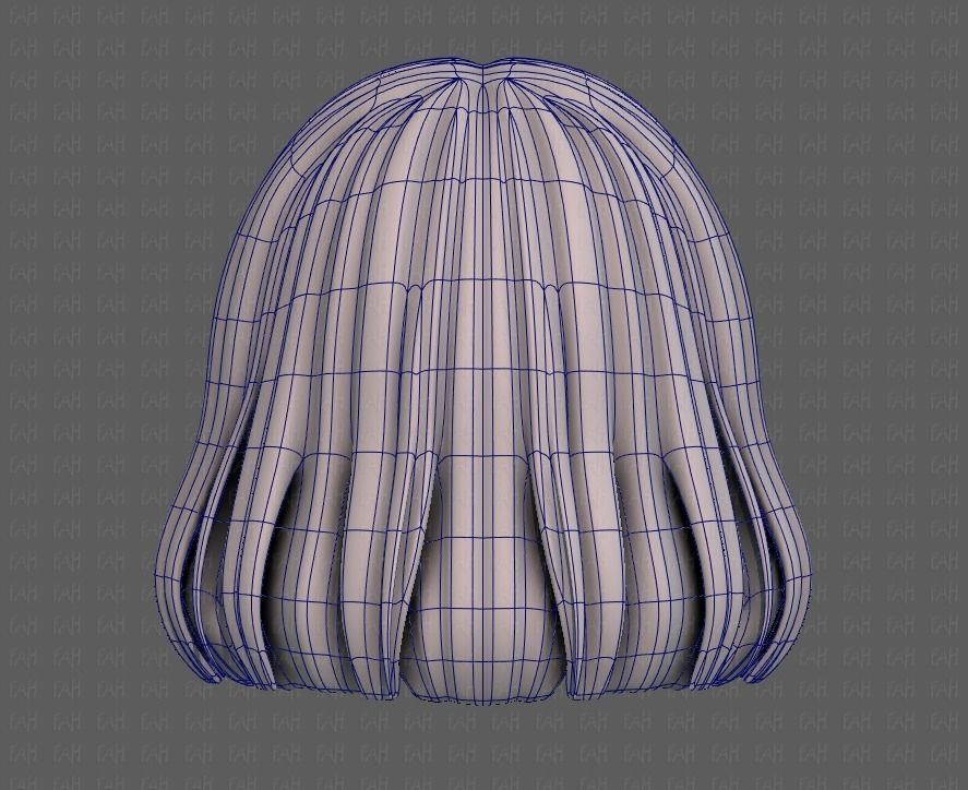 3D Hair style for girl V99 Low-poly 3D model_13