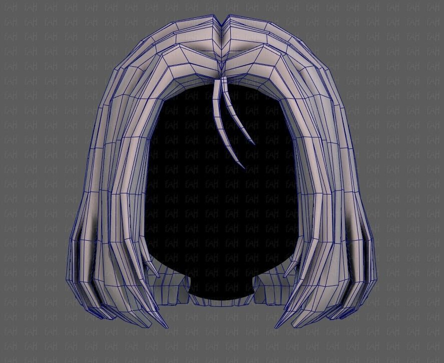 3D Hair style for girl V99 Low-poly 3D model_25