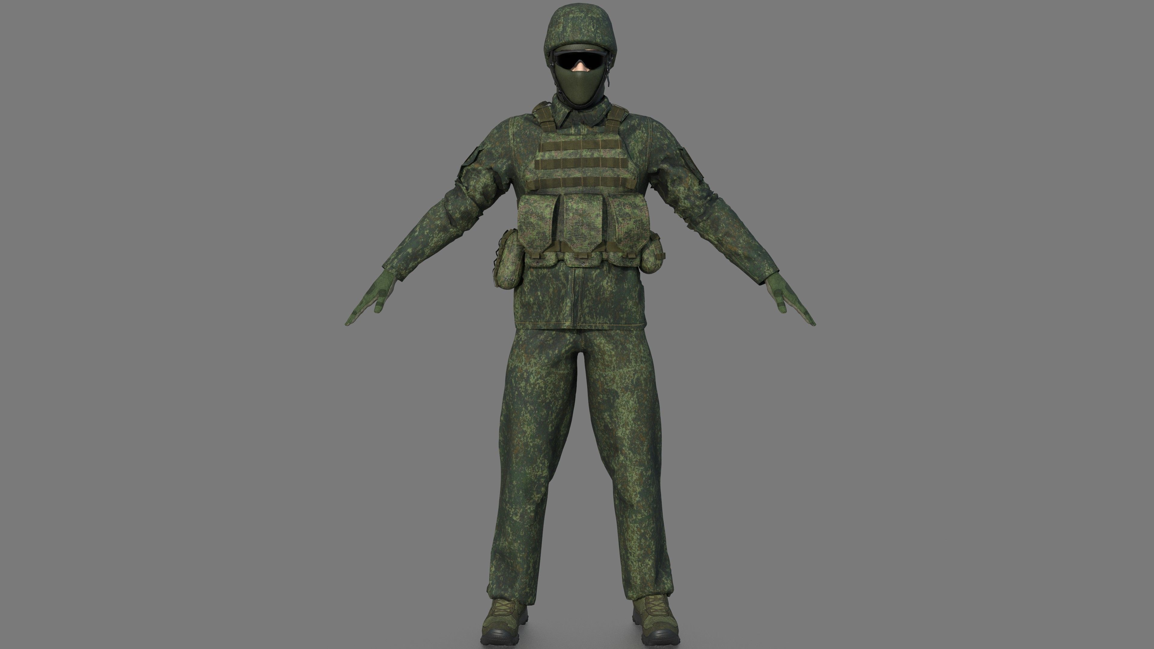 SOLDIER in camouflage uniform 3D model_1