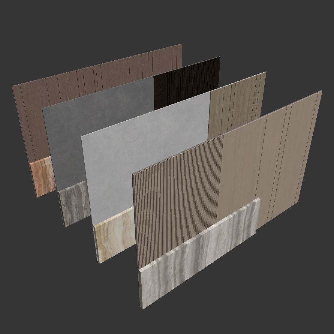 Decorative wall panel set 74 3D model_5