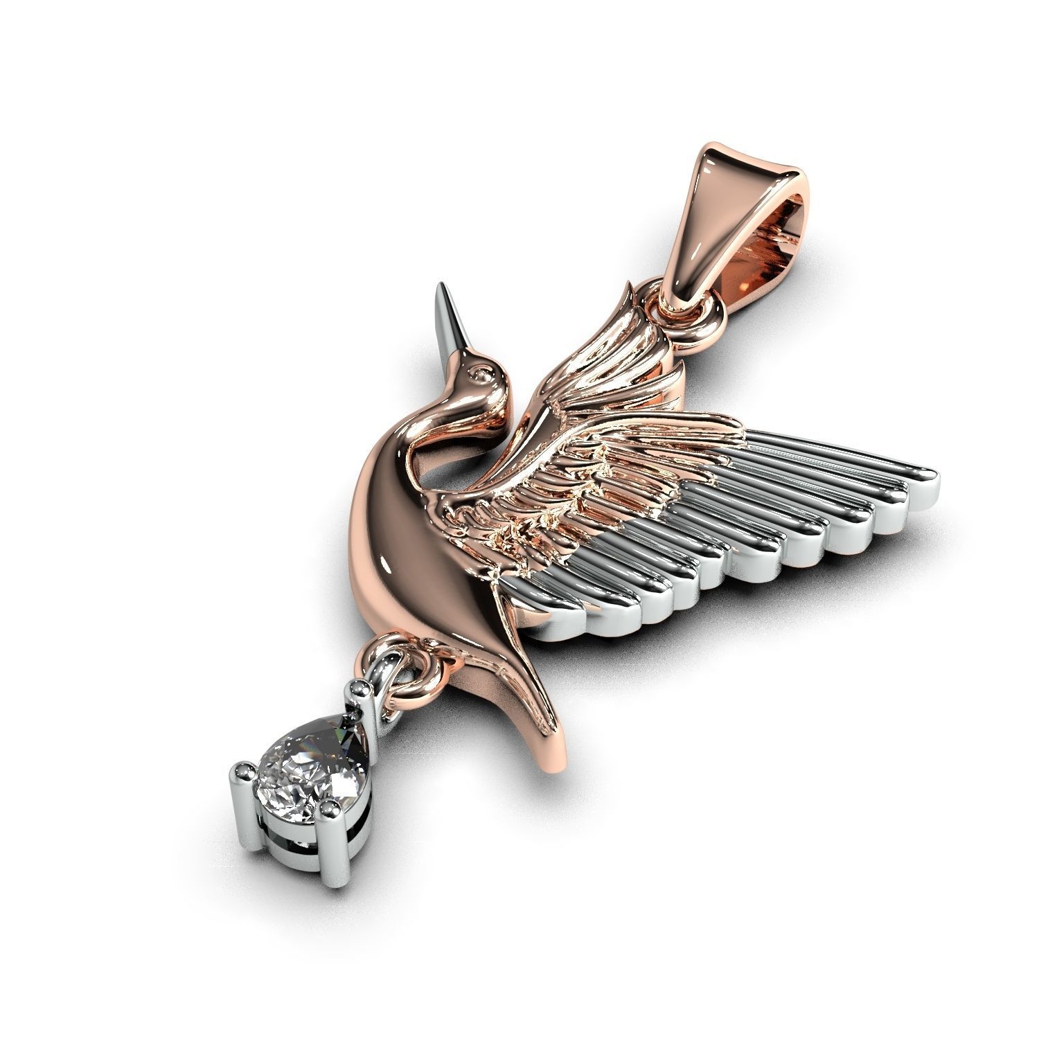 Jewelry pendant stork 3D print model_3