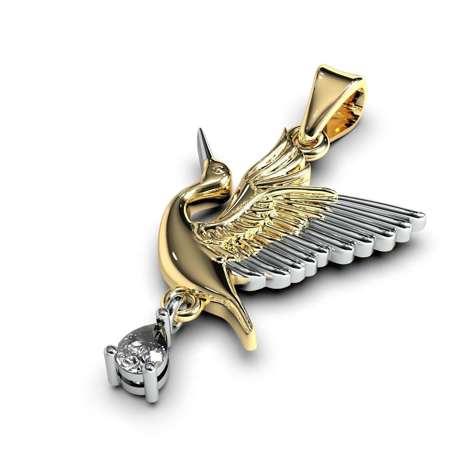 Jewelry pendant stork 3D print model_2