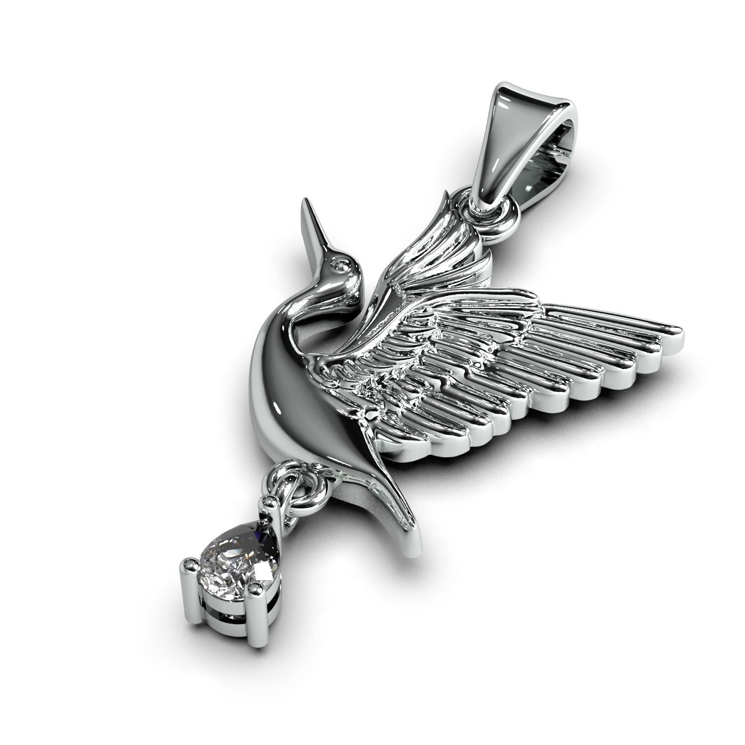 Jewelry pendant stork 3D print model_13