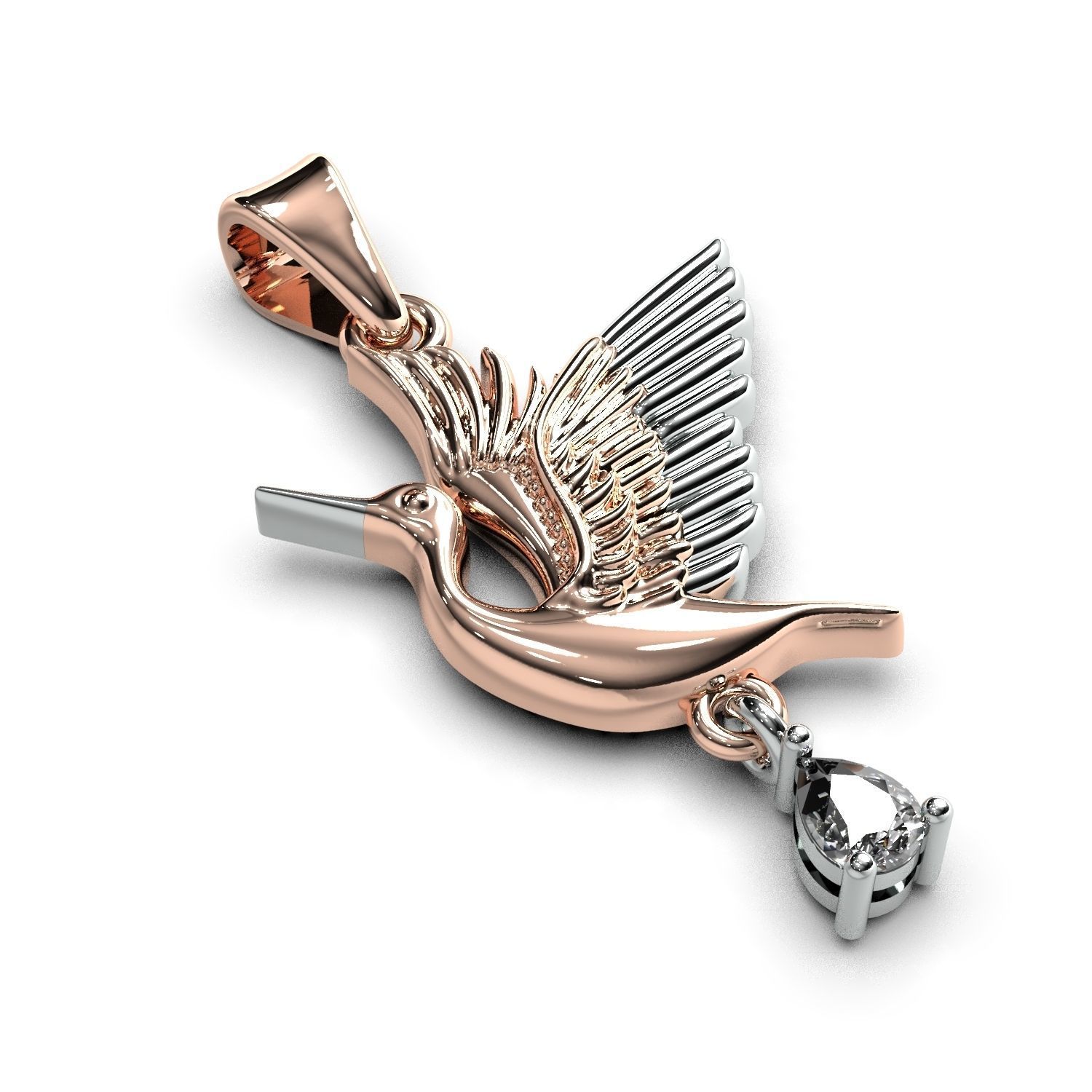 Jewelry pendant stork 3D print model_4