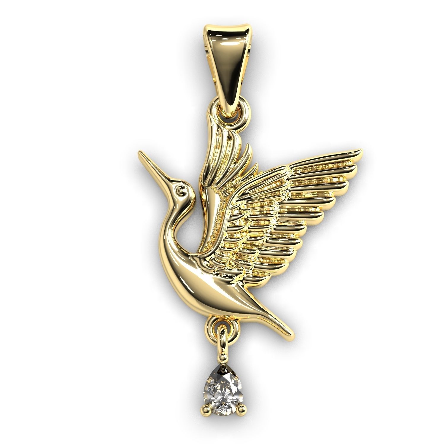 Jewelry pendant stork 3D print model_9