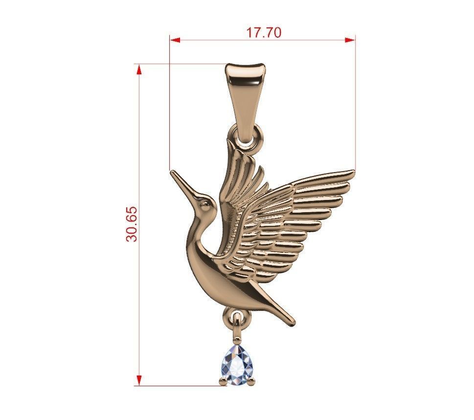 Jewelry pendant stork 3D print model_16