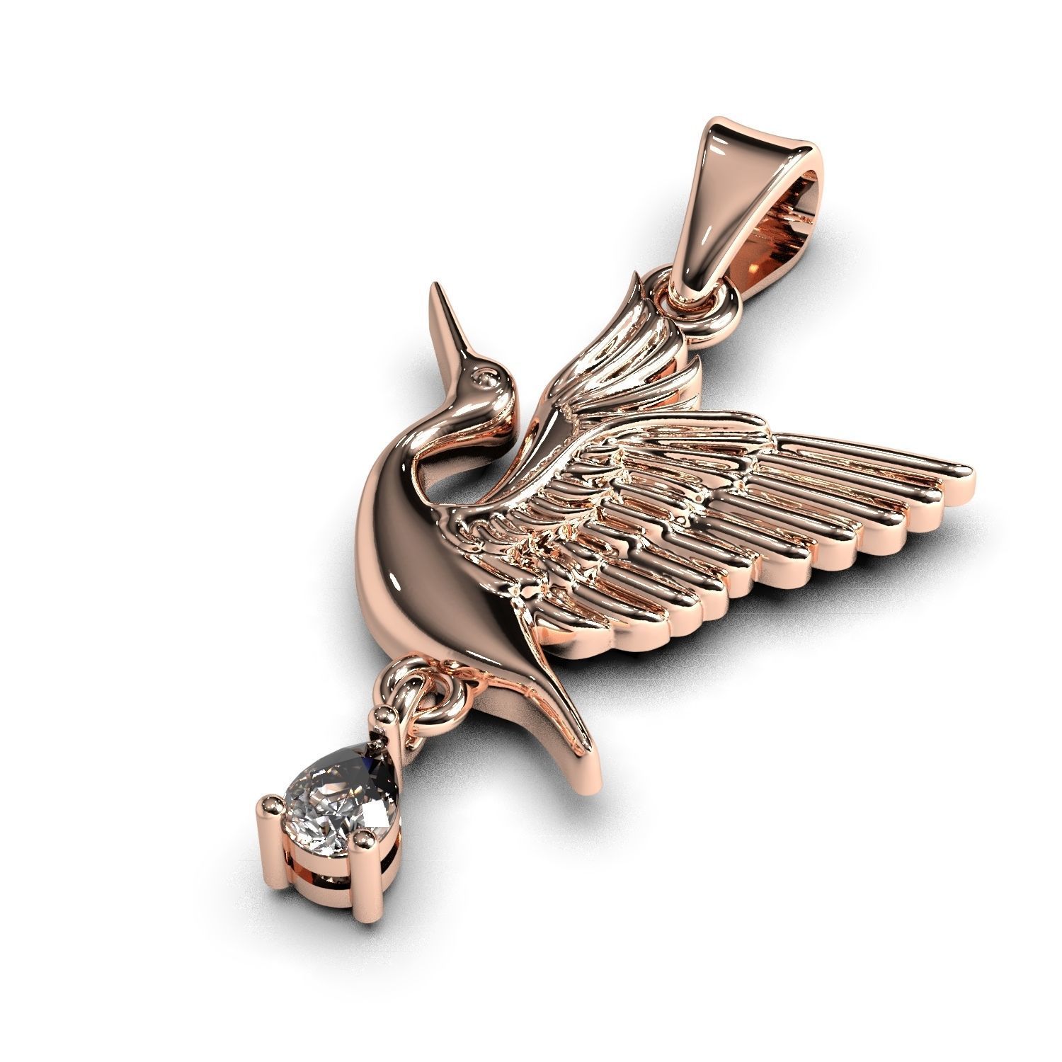 Jewelry pendant stork 3D print model_11