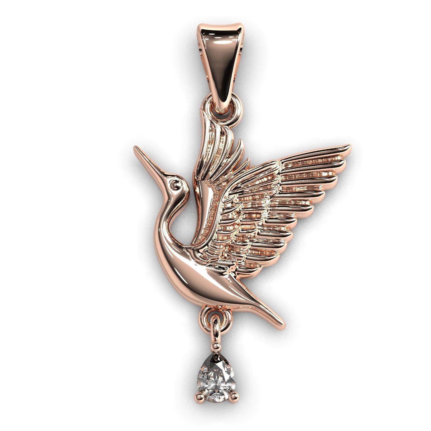 Jewelry pendant stork 3D print model_8