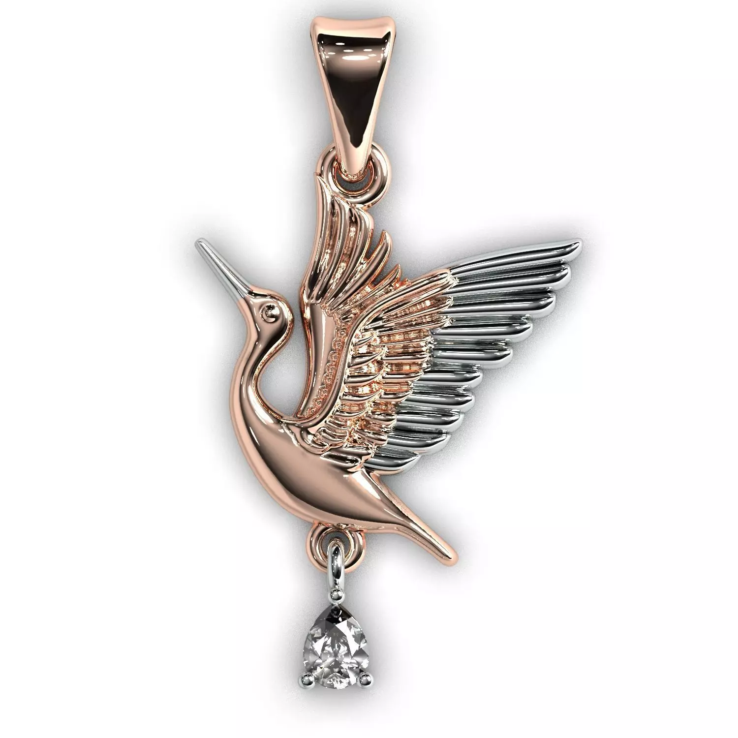 Jewelry pendant stork 3D print model_0