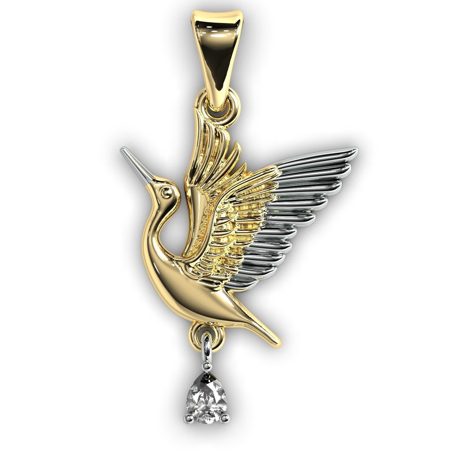 Jewelry pendant stork 3D print model_1