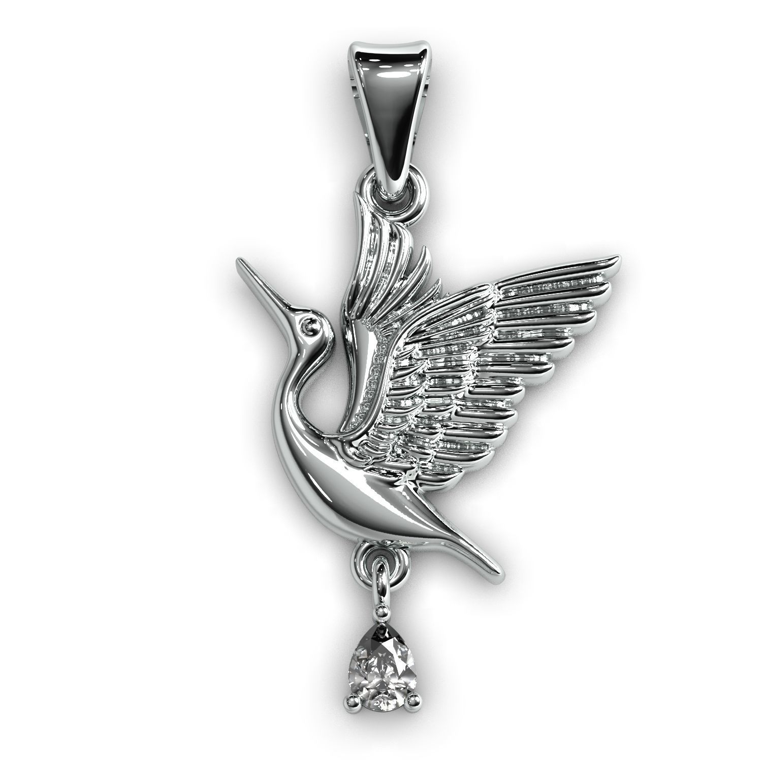 Jewelry pendant stork 3D print model_10