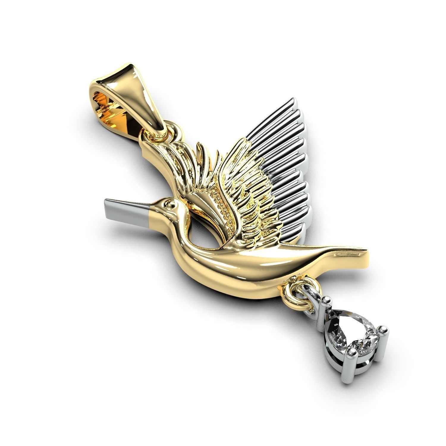 Jewelry pendant stork 3D print model_5