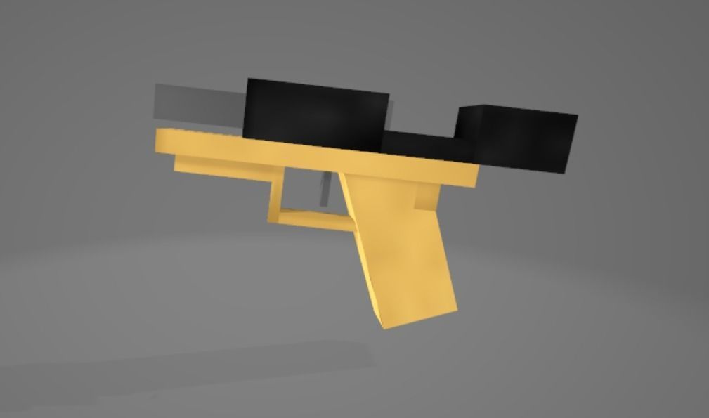 Voxel Style Pistol Low Poly Game Ready Minecraft Texturepack Free low-poly 3D model_1