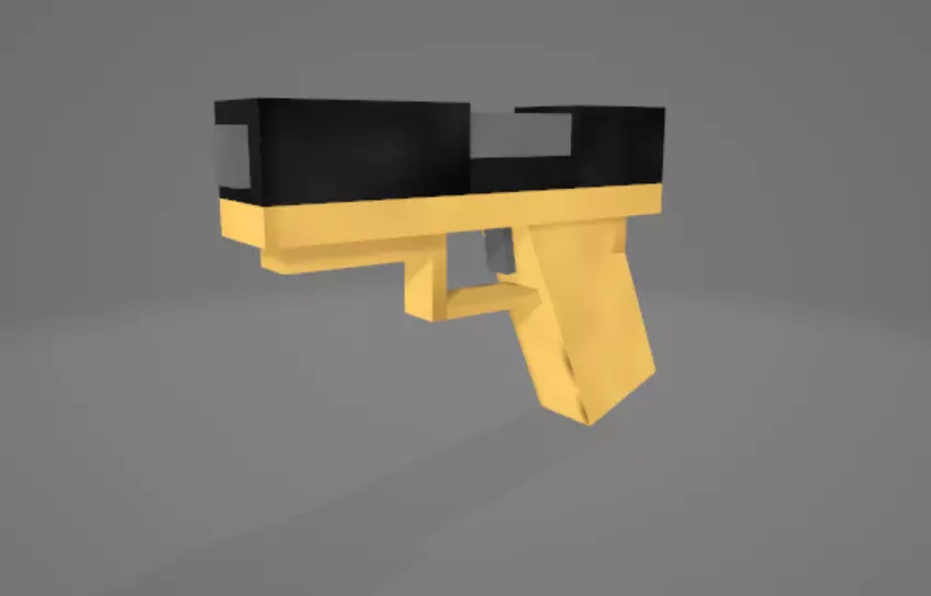 Voxel Style Pistol Low Poly Game Ready Minecraft Texturepack Free low-poly 3D model_0