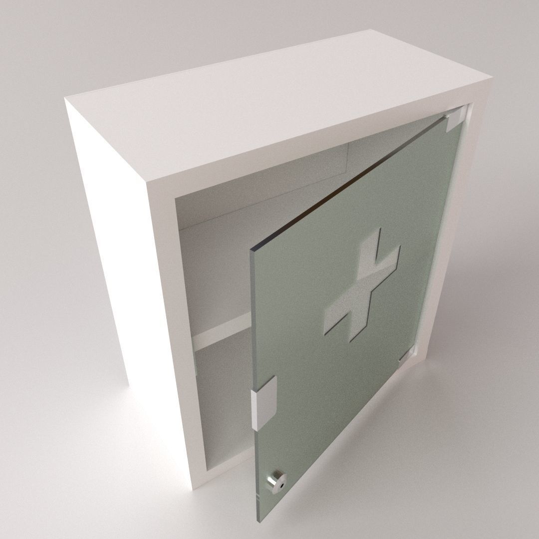 First Aid Glass Cabinet 3D model_1