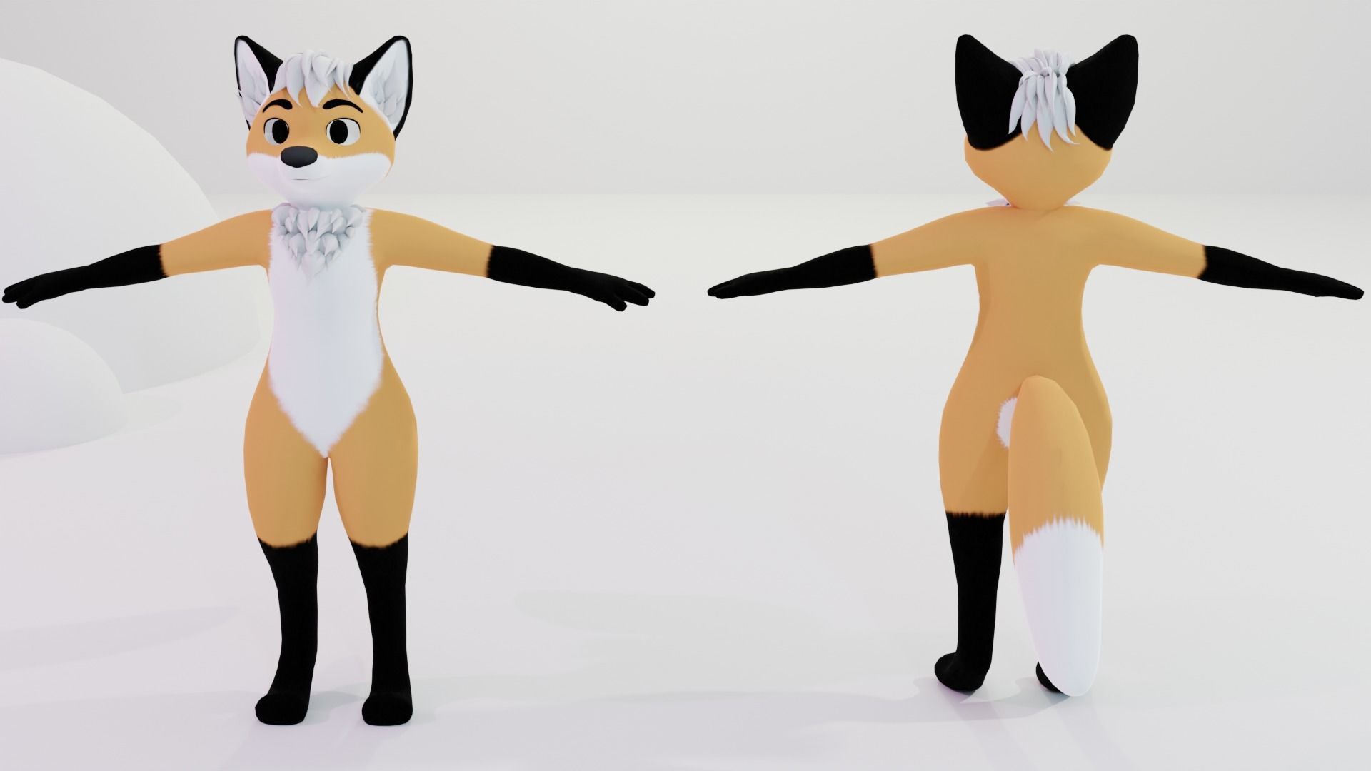Brenard The Fox 3D Model Avatar Base Vrchat Ready Low Poly  Low-poly 3D model_1