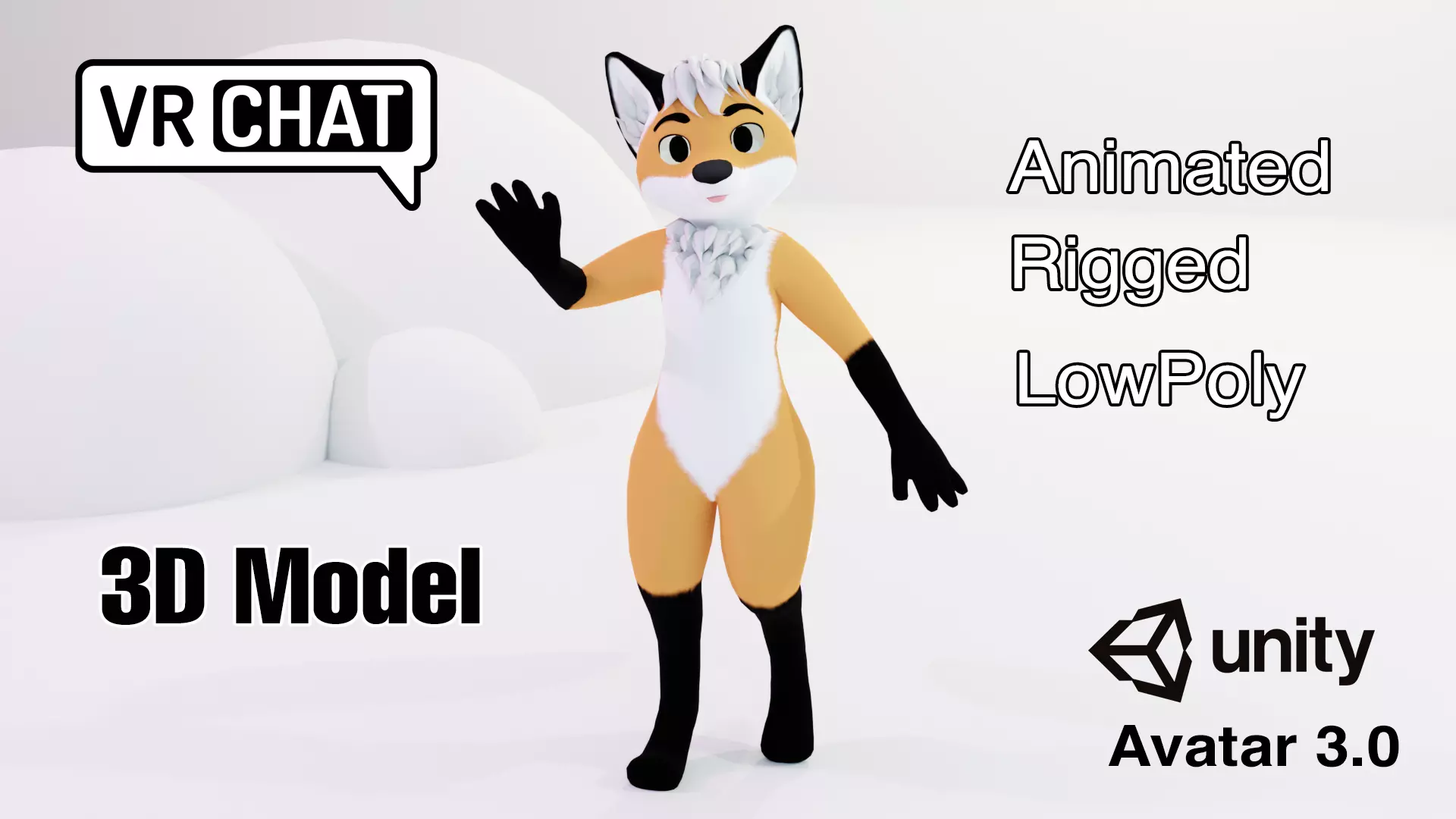 Brenard The Fox 3D Model Avatar Base Vrchat Ready Low Poly  Low-poly 3D model_0