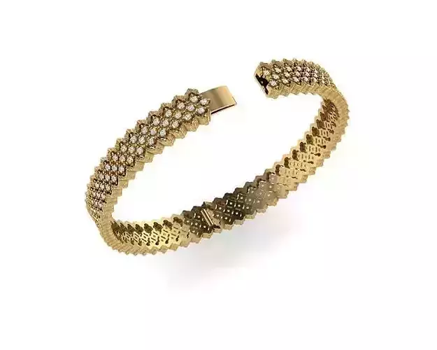 Bangle gold bracelet with diamonds