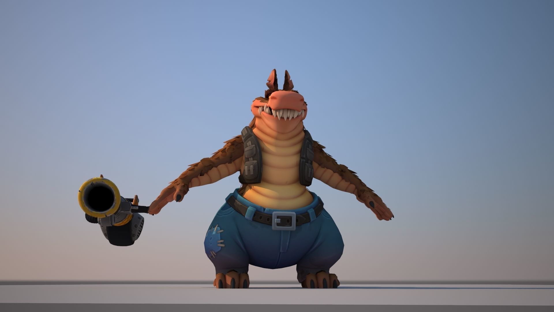 Dingodile dinosaur Low-poly 3D model_1