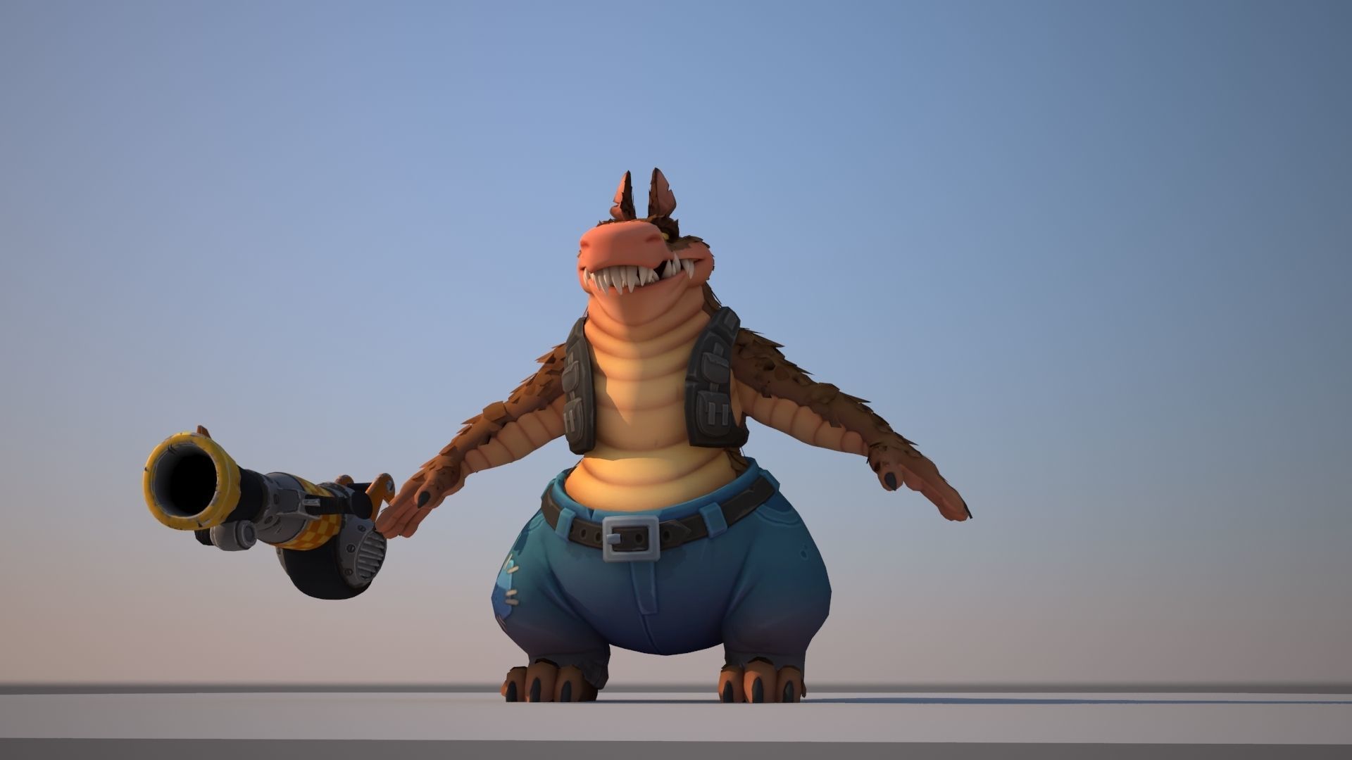 Dingodile dinosaur Low-poly 3D model_2