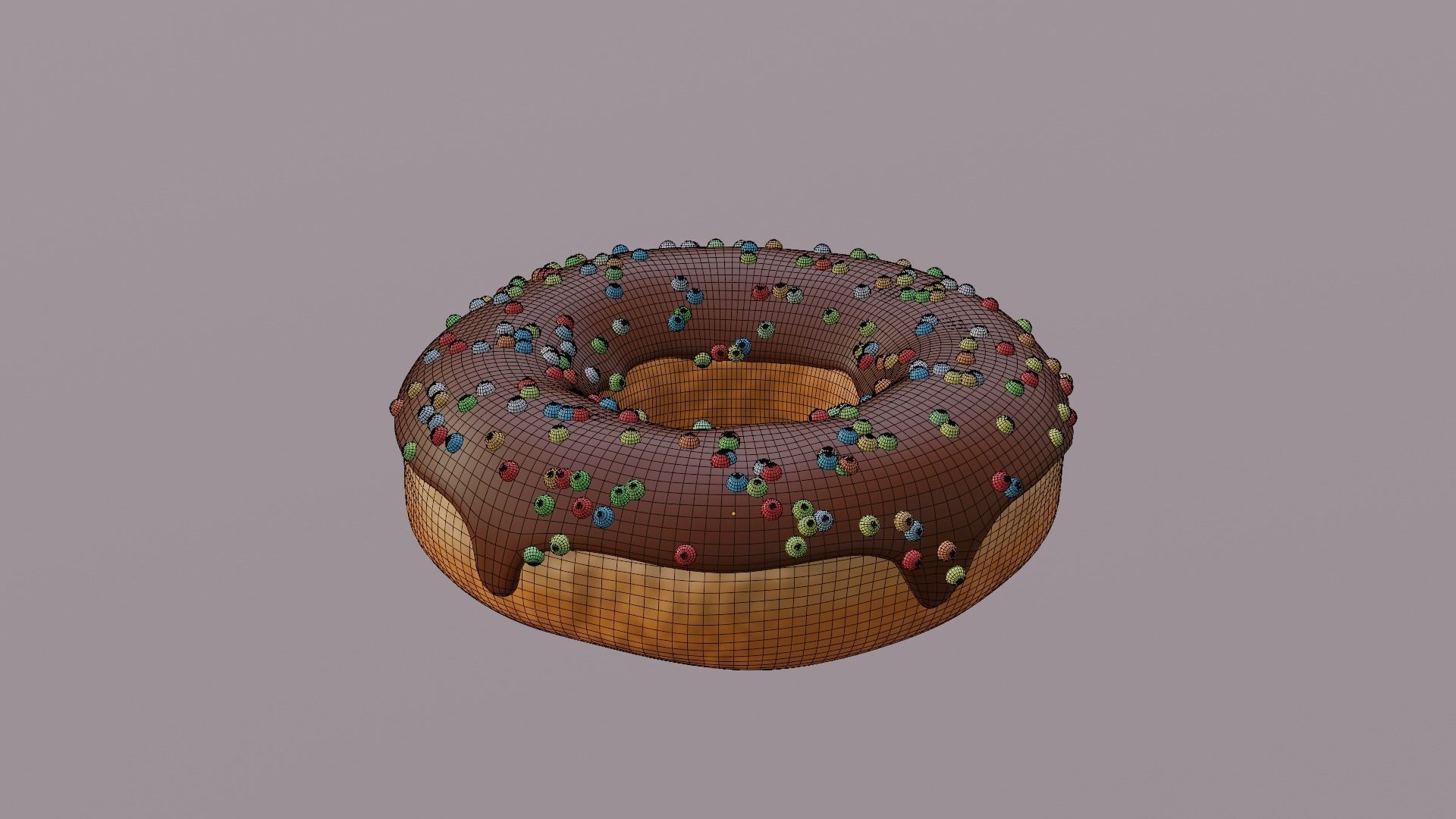 Dount chocolate donut with sprinkles 3D model_4