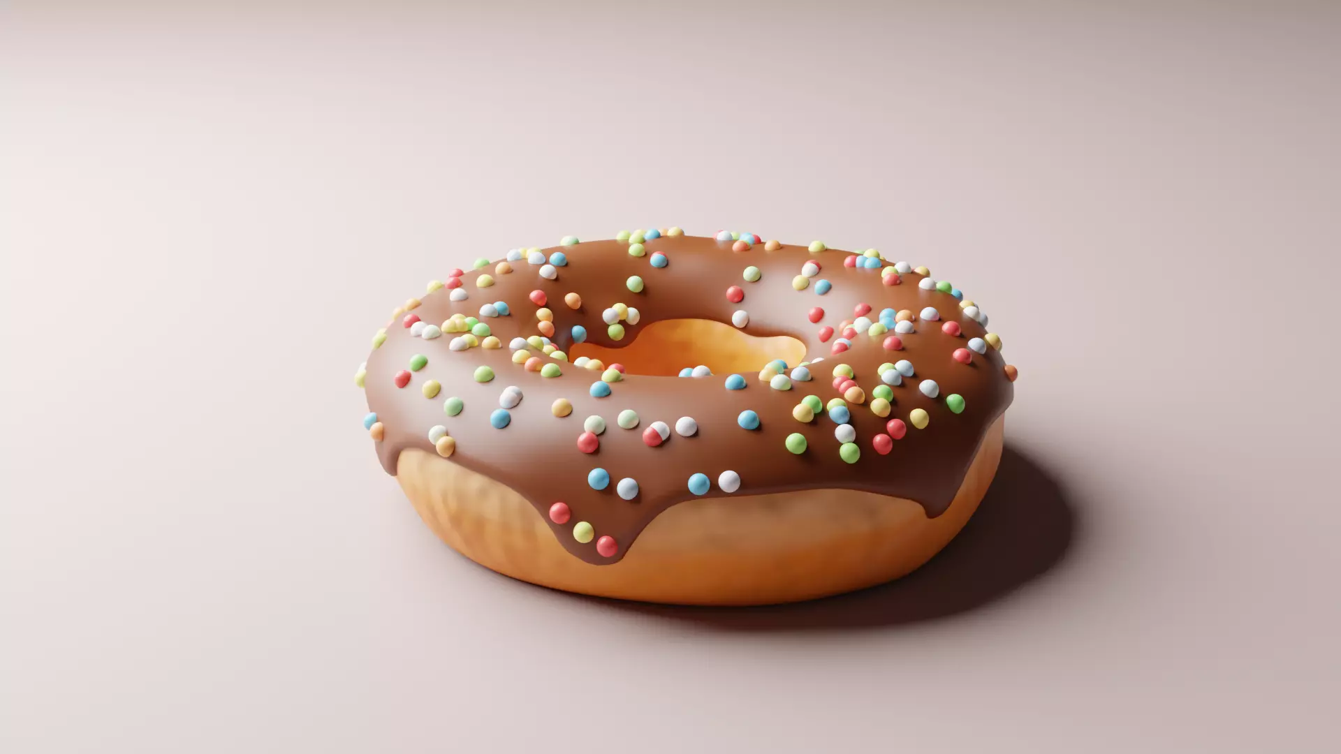 Dount chocolate donut with sprinkles 3D model_0