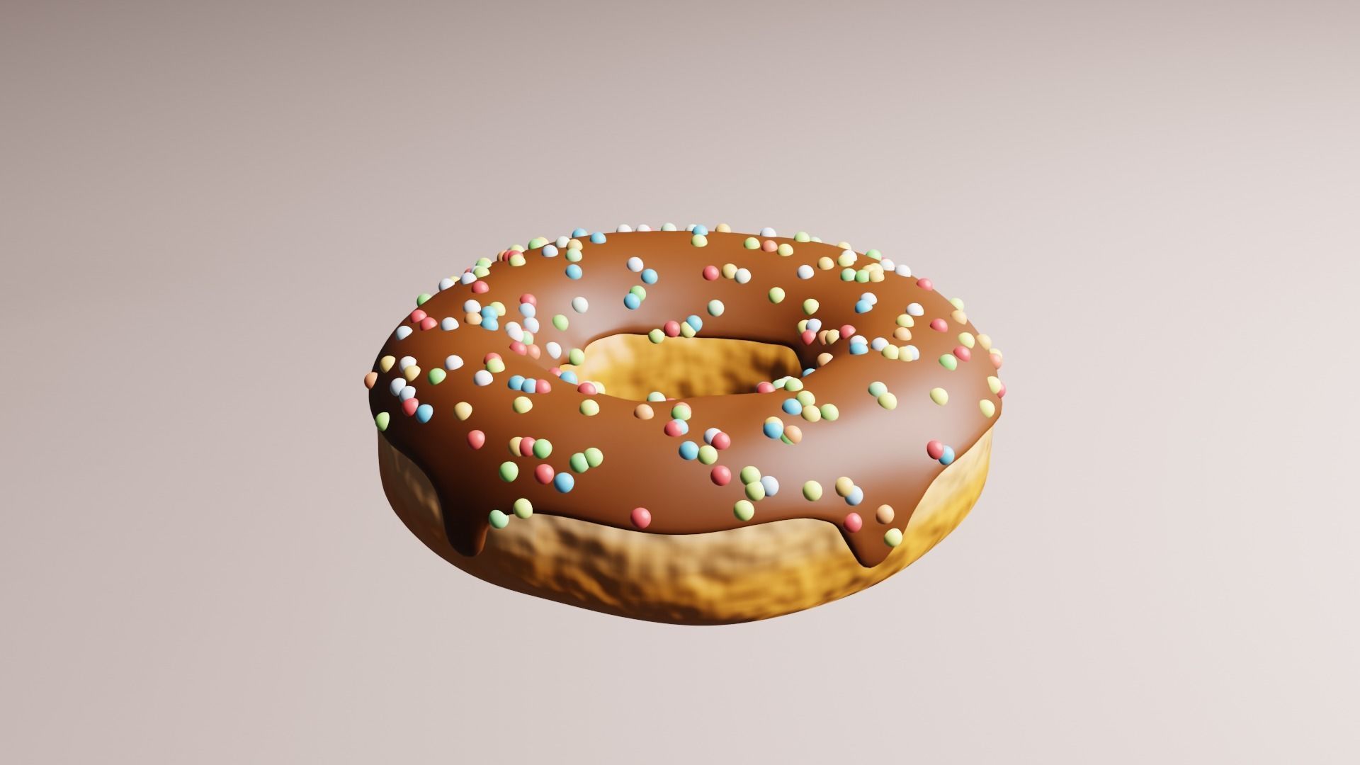 Dount chocolate donut with sprinkles 3D model_3