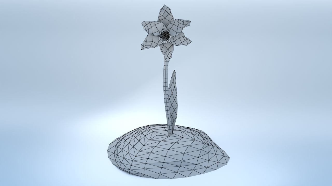 An Easter Daffodil with a Low poly look Low-poly 3D model_3