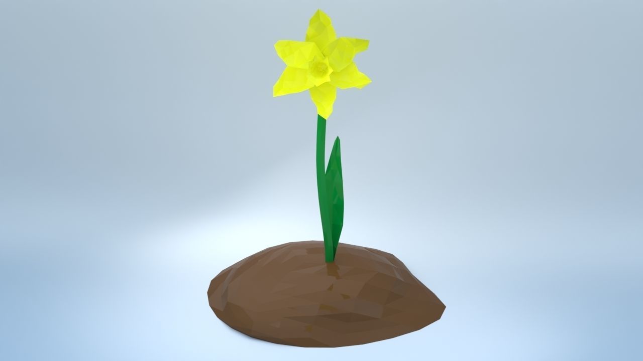 An Easter Daffodil with a Low poly look Low-poly 3D model_2