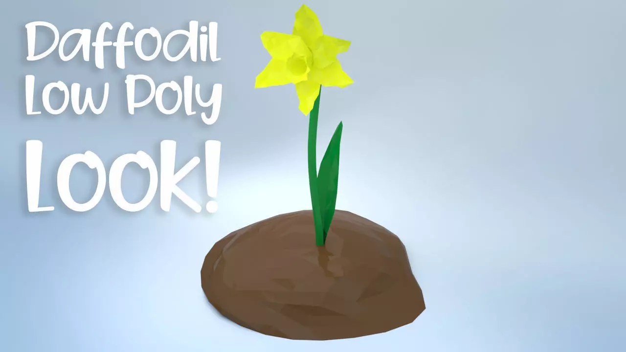 An Easter Daffodil with a Low poly look Low-poly 3D model_0