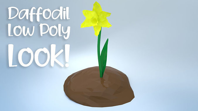 An Easter Daffodil with a Low poly look Low-poly 3D model
