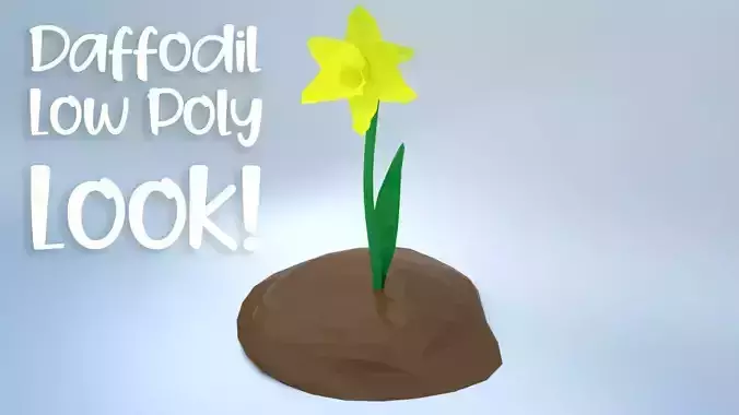 An Easter Daffodil with a Low poly look Low-poly 3D model