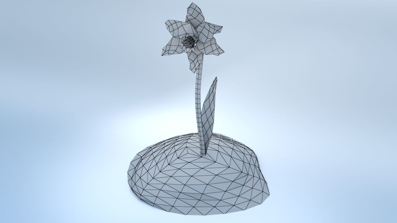 An Easter Daffodil with a Low poly look Low-poly 3D model_1