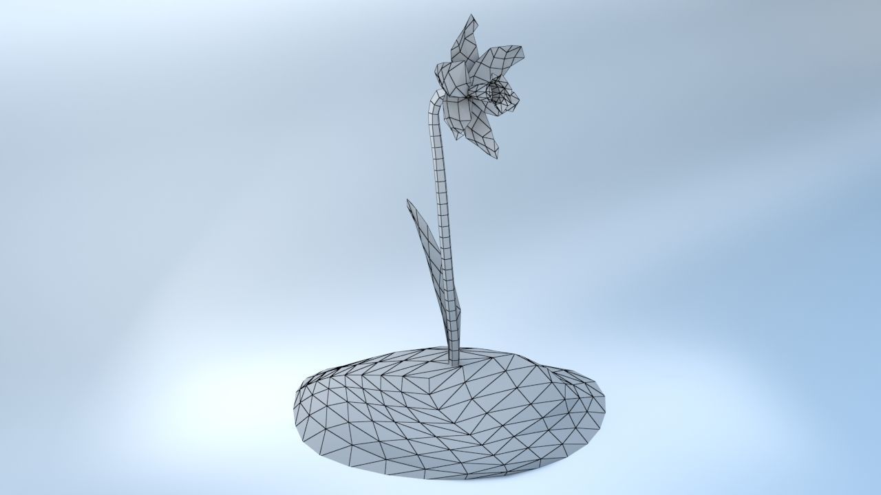 An Easter Daffodil with a Low poly look Low-poly 3D model_5