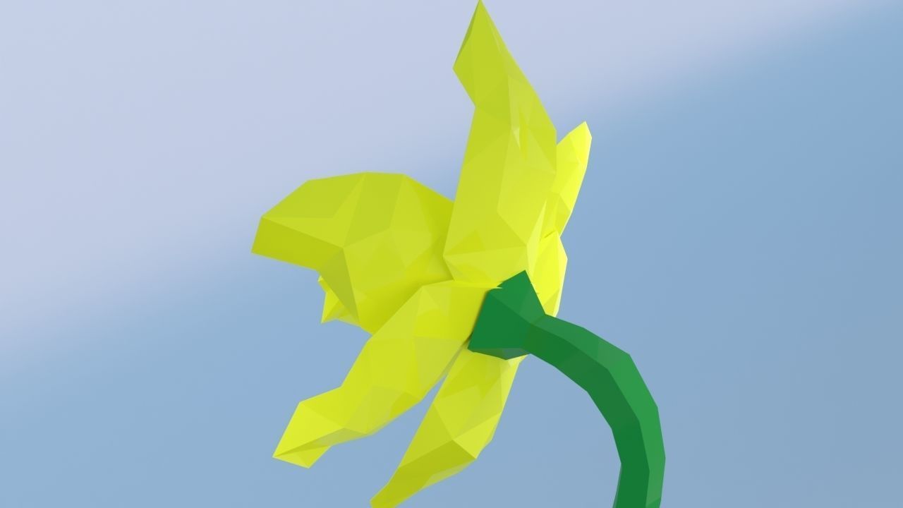 An Easter Daffodil with a Low poly look Low-poly 3D model_14
