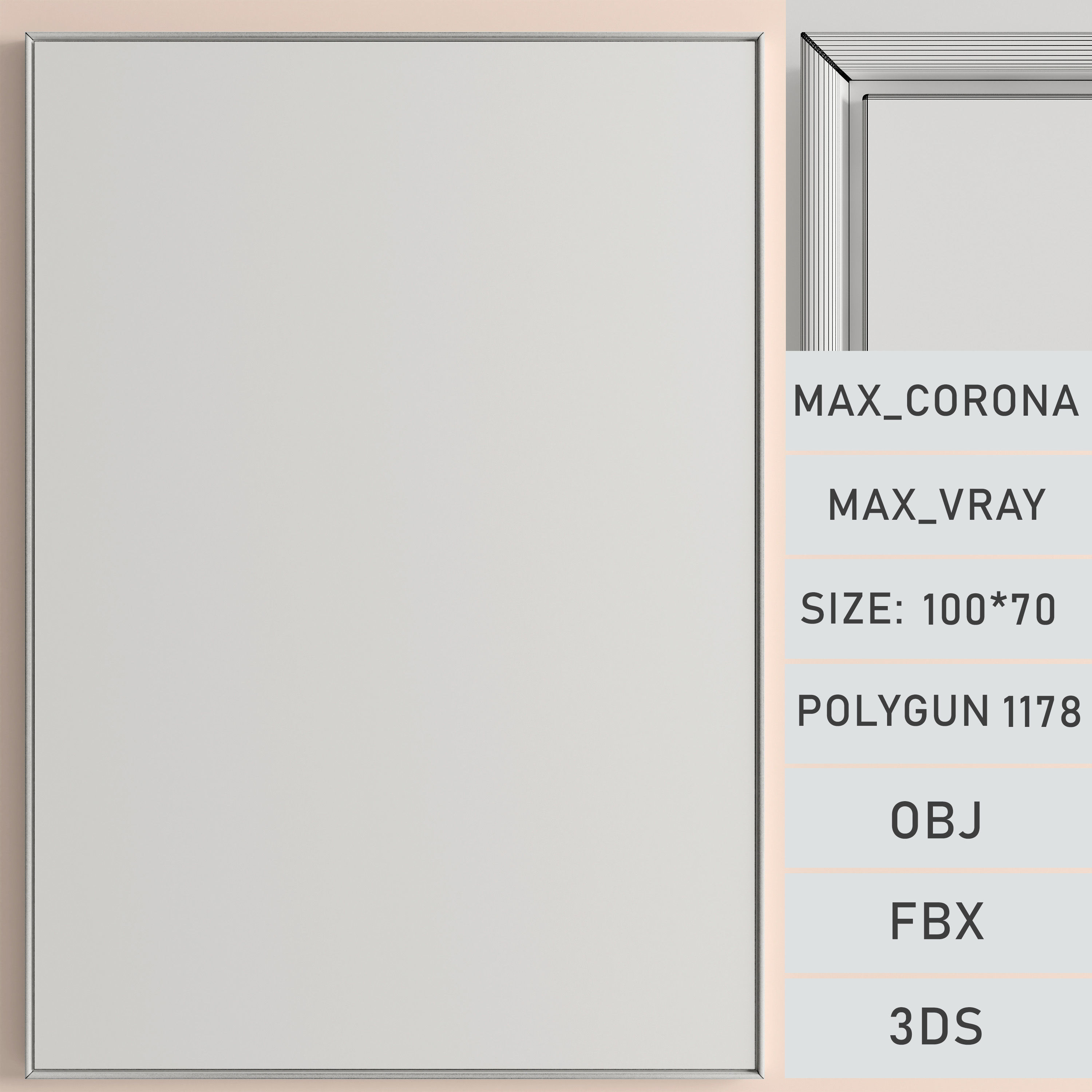 Photo Frame 14 Low-poly 3D model_2