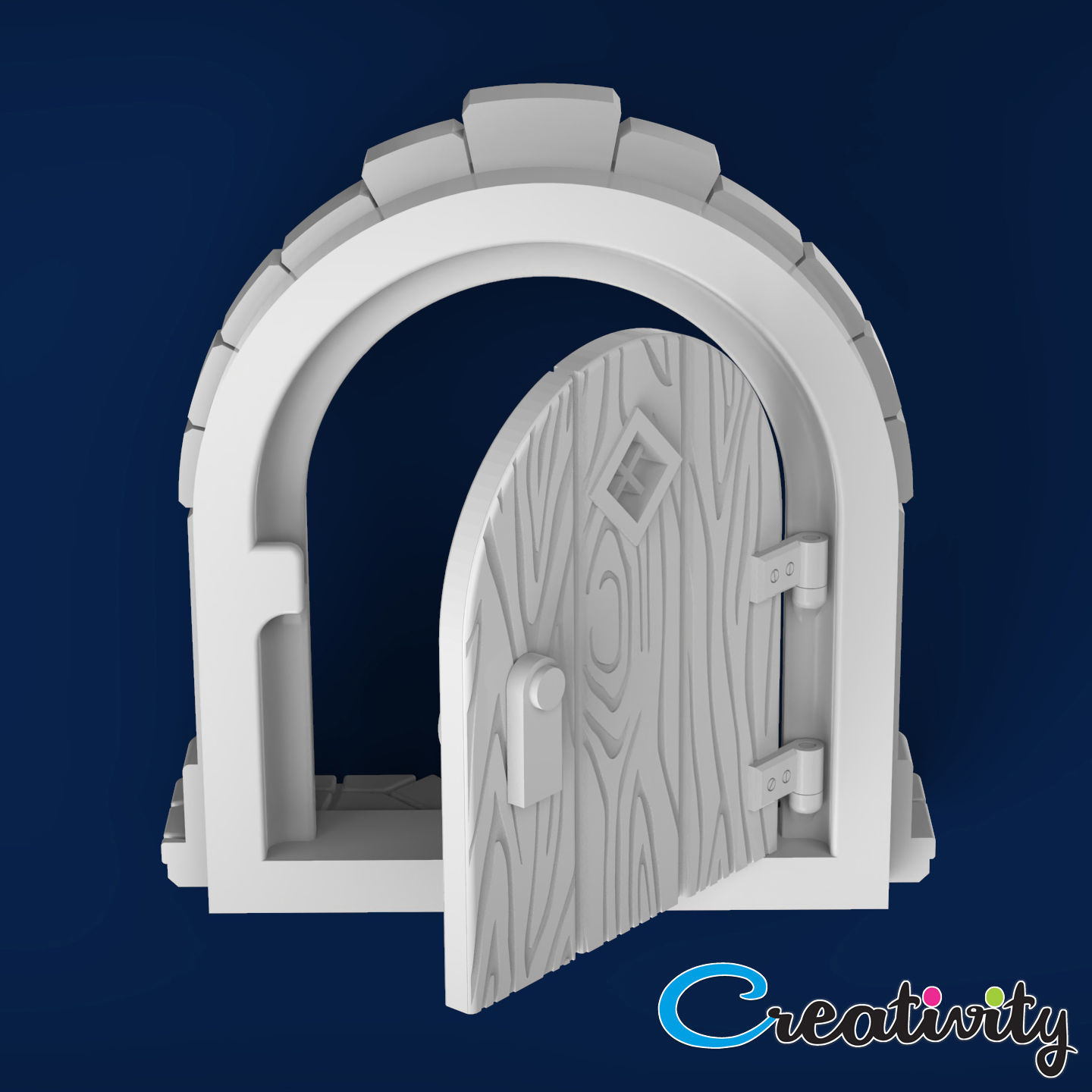 Medieval castle door 3D print model_3