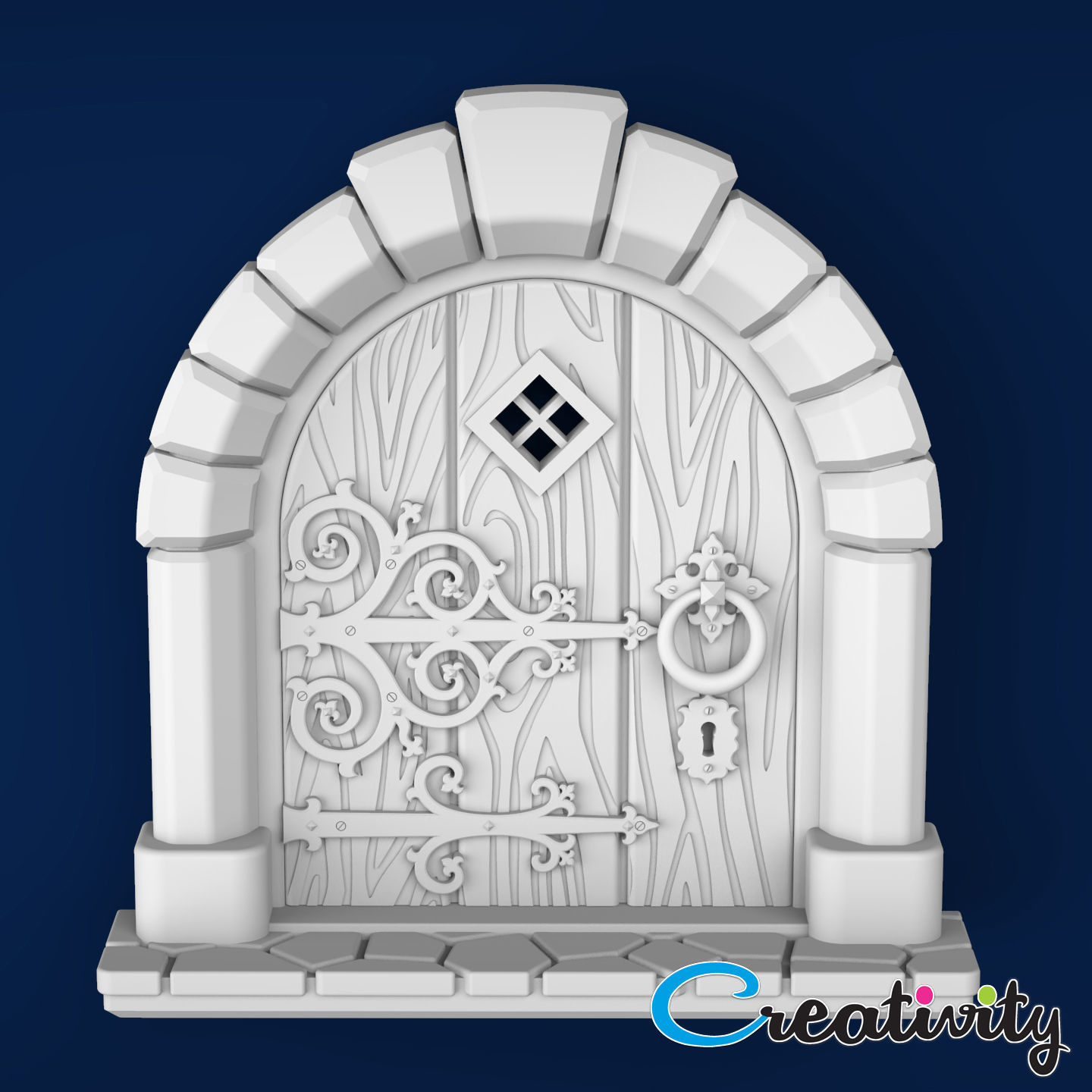 Medieval castle door 3D print model_4