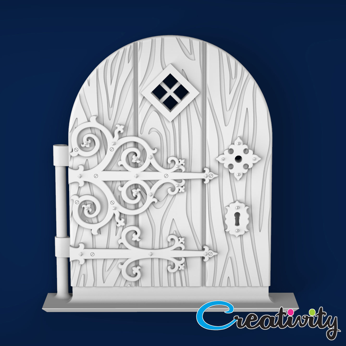 Medieval castle door 3D print model_10