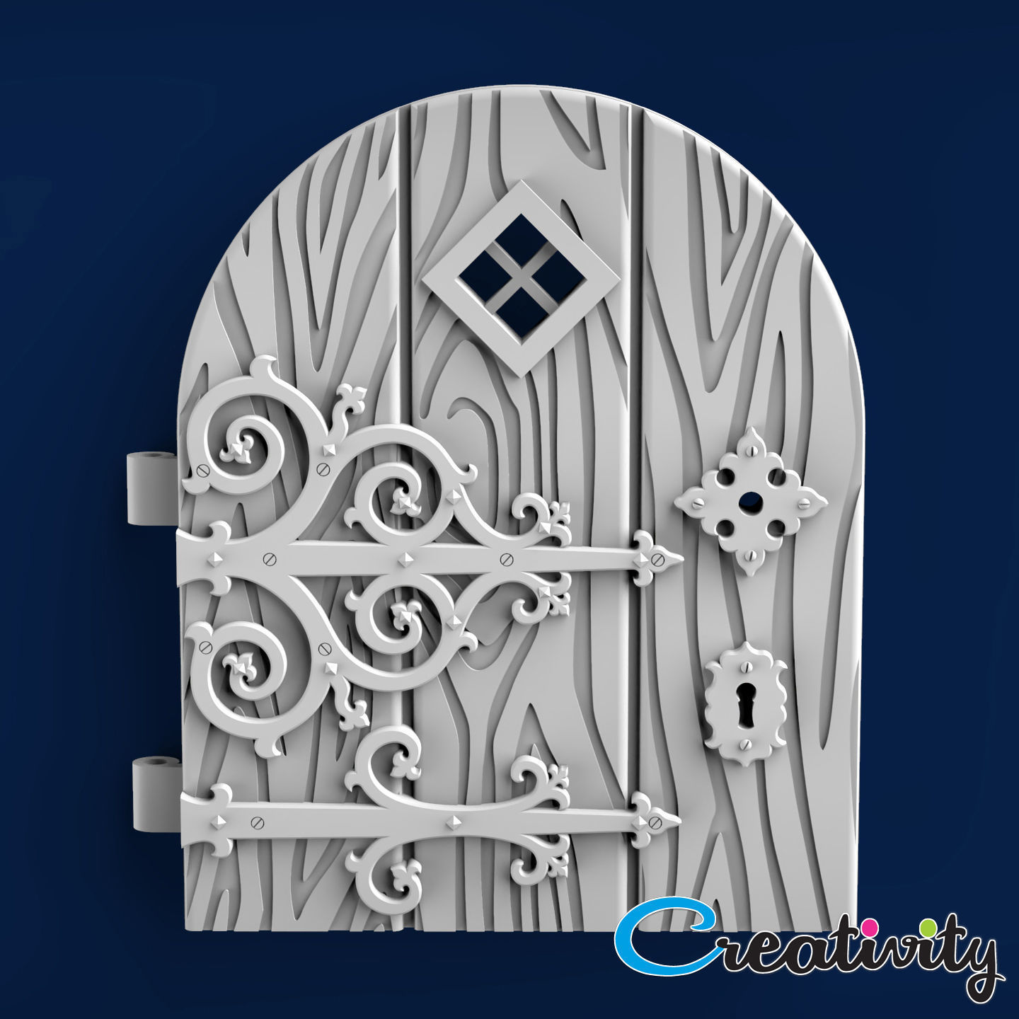 Medieval castle door 3D print model_8