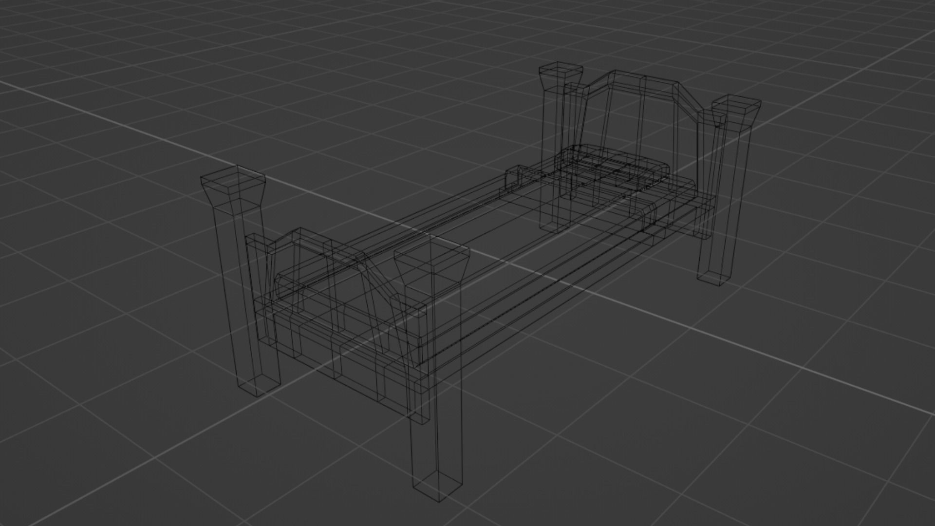 Lowpoly Bed wooden with sheets Low-poly 3D model_33
