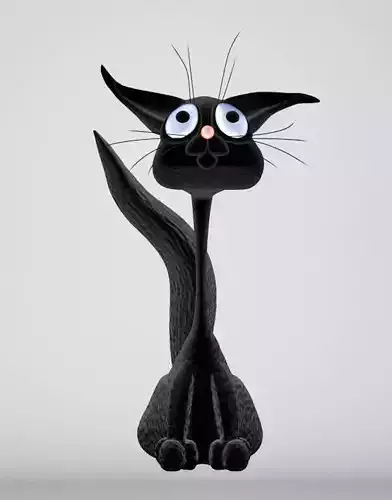 Kitten 3D model cat with big eyes 3D print model