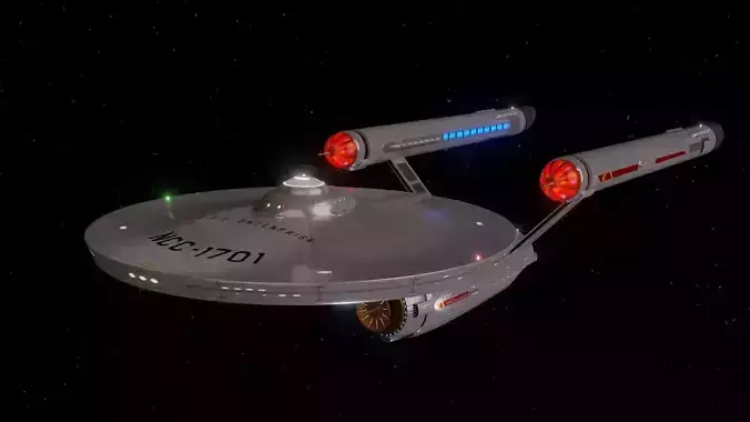 Classic Star Ship Enterprise Enhanced - Star Trek TOS Low-poly 3D model