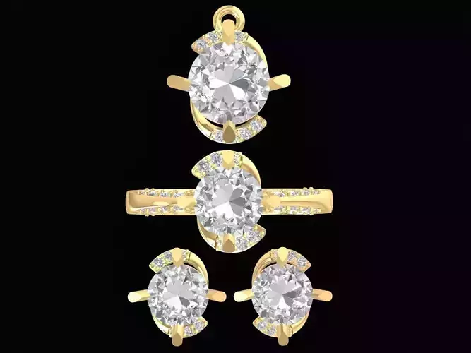 Elegant Three Stone Diamond Ring for Women 3D Model 3149