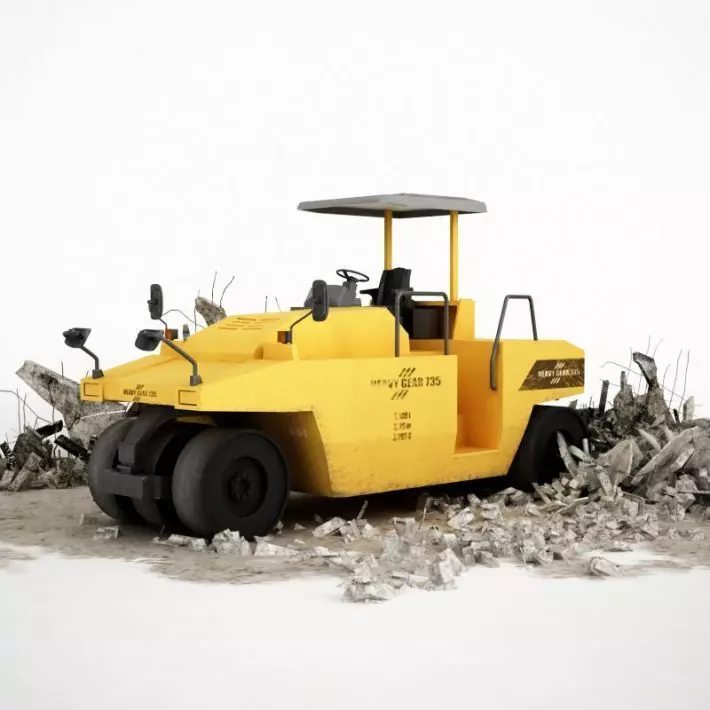 Parked Steamroller 3D model_0