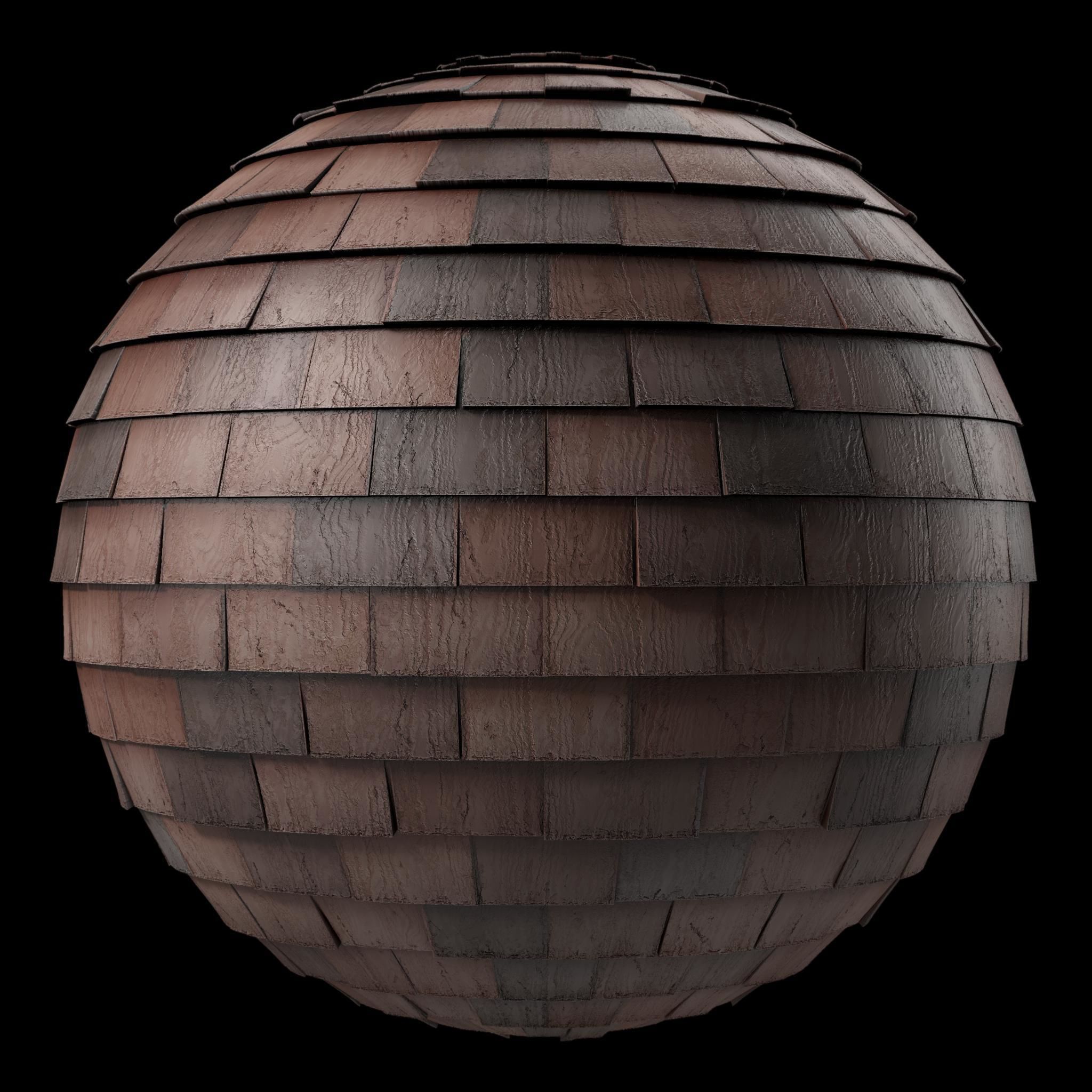 Roof Tile Materials 39- Wood Roofing By 3 color Pbr 4k Texture_1