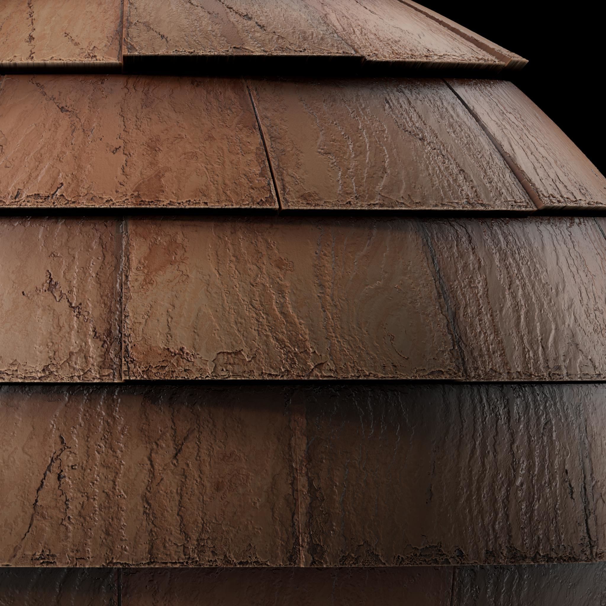 Roof Tile Materials 39- Wood Roofing By 3 color Pbr 4k Texture_4