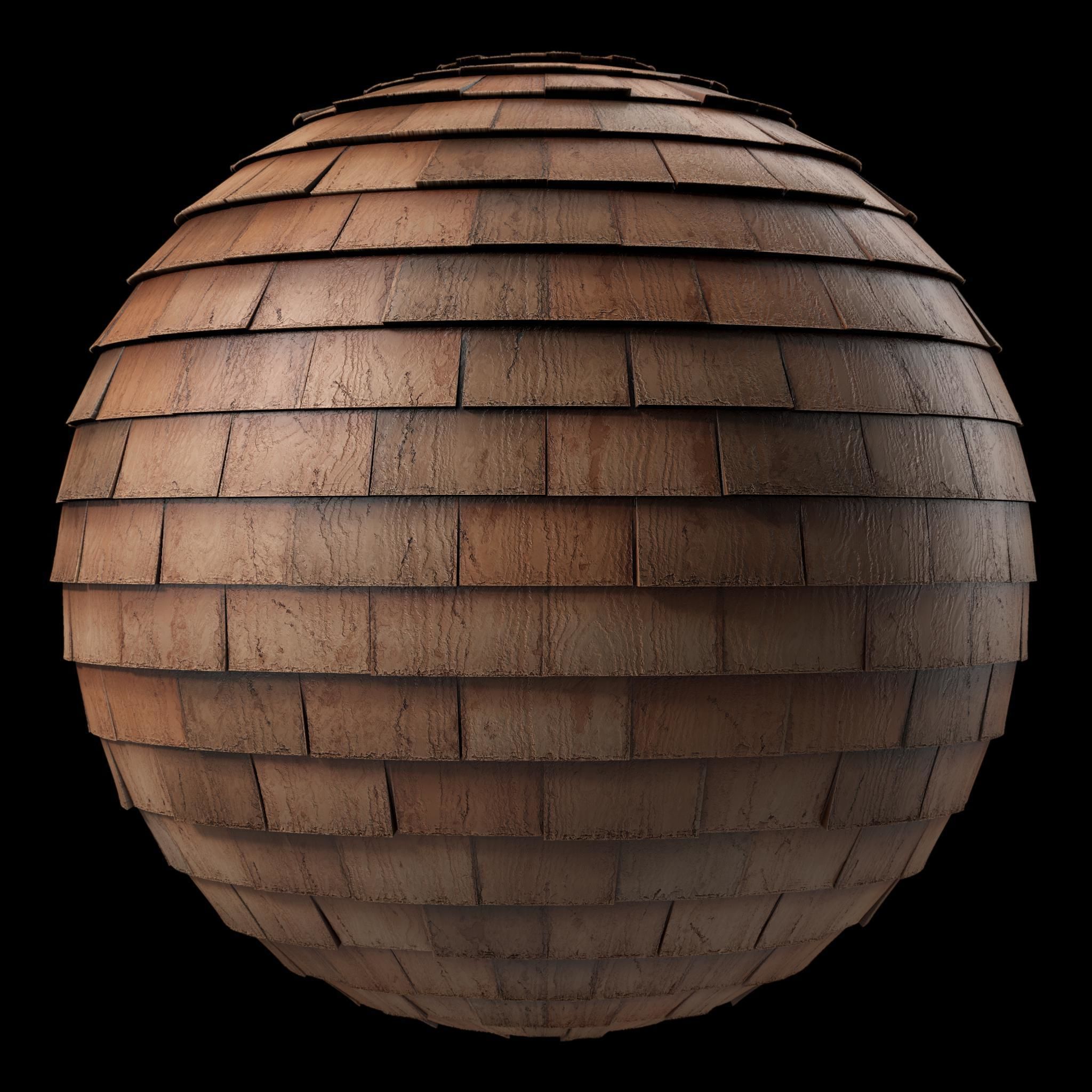 Roof Tile Materials 39- Wood Roofing By 3 color Pbr 4k Texture_2