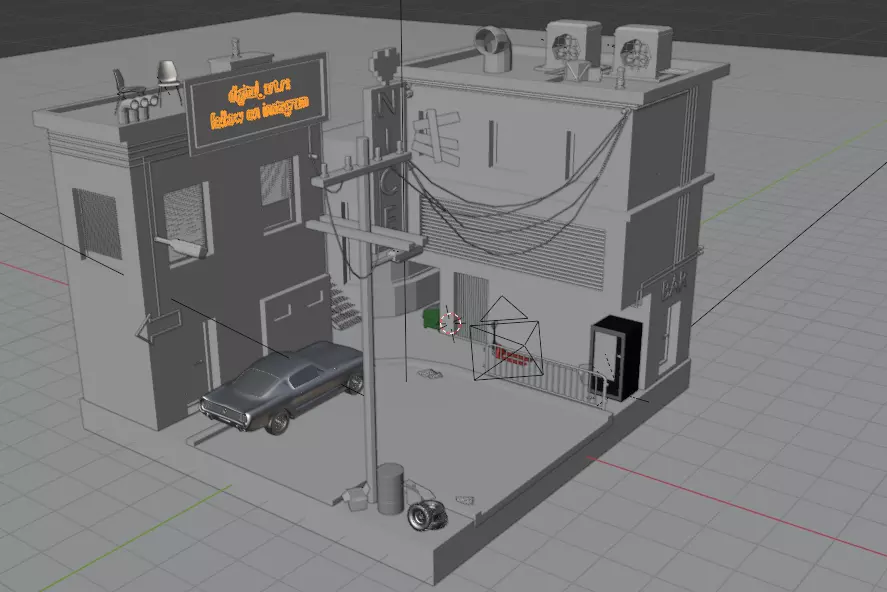 Low poly miny town 3D model