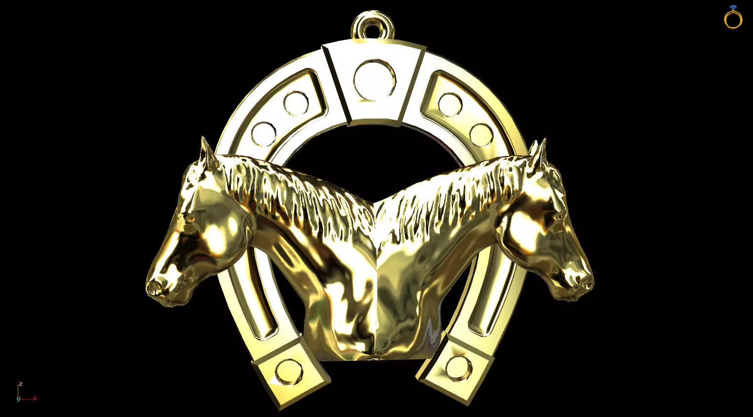Horseshoe pendant 2 horses 3D print model